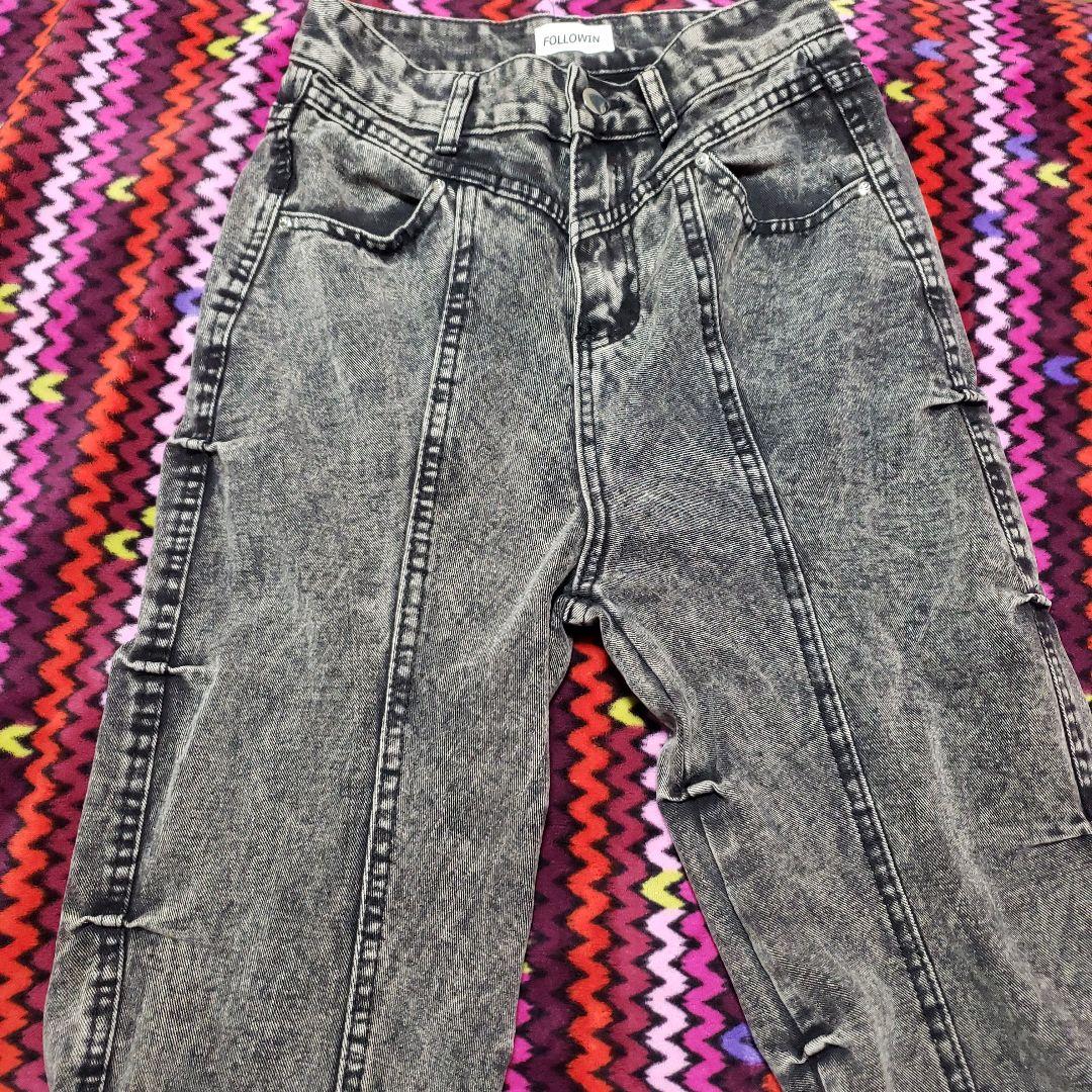 FOLLOWIN シャーリングデニム　ユニセックス美品　サイズL Y2K — image 4