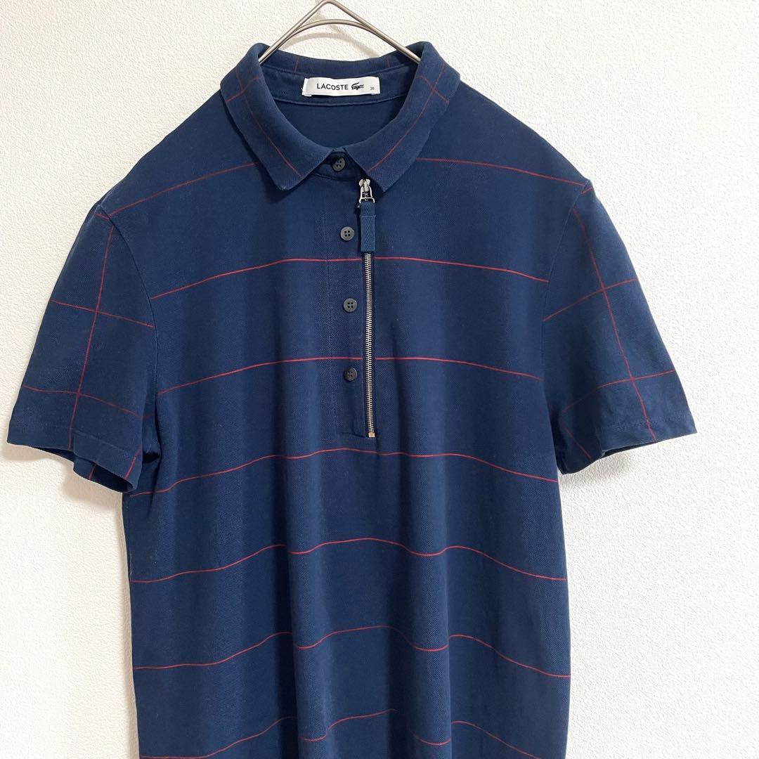 【美品】　ラコステ　ポロシャツ　ワンピース　ネイビー　ロゴ　38 M — image 3