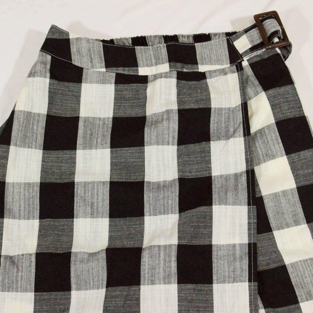 美品✨️ANSERI　アンセリ【M】ギンガムチェック ラップ風ワイドパンツ — image 2