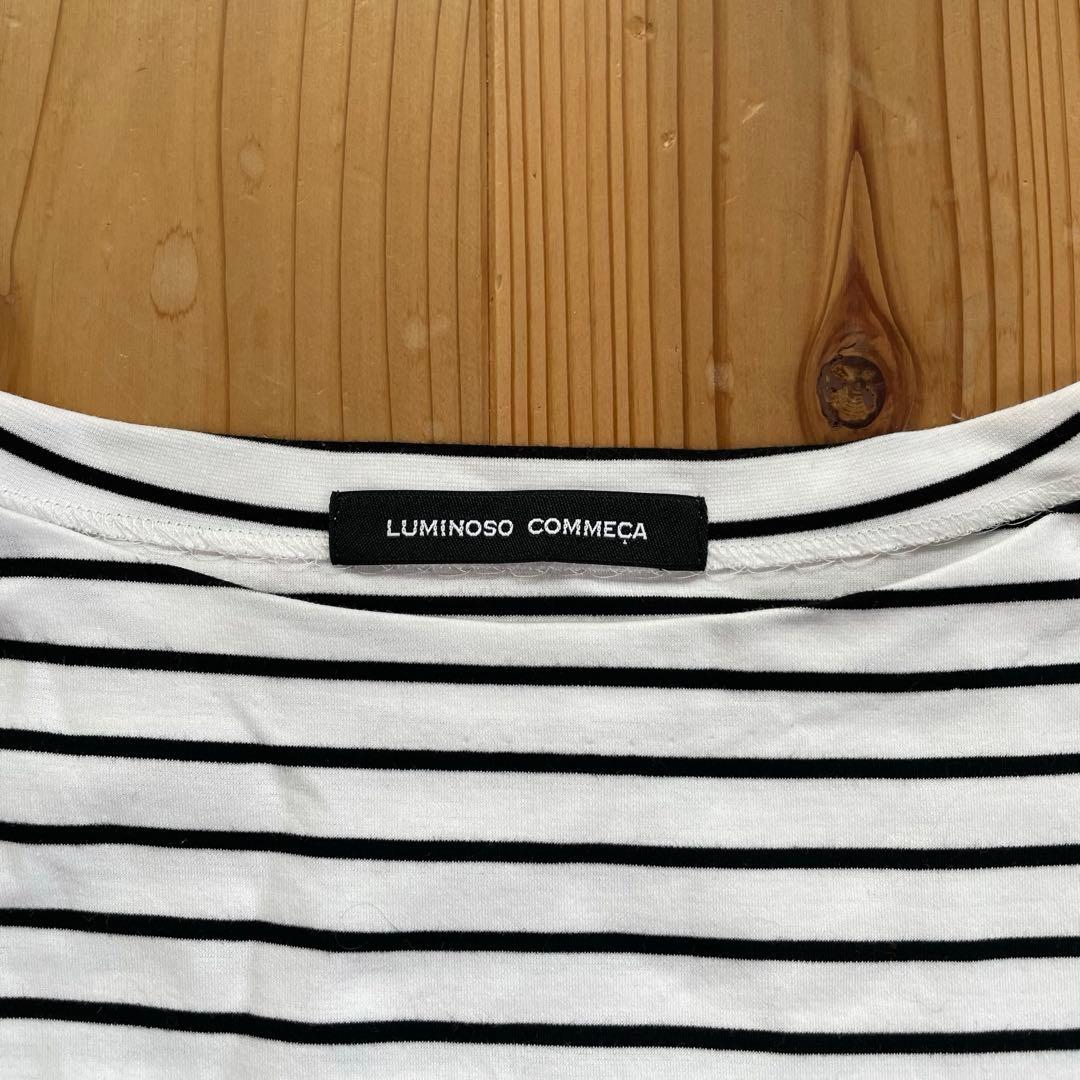 LUMINOSO COMMECA ボーダー 五分袖 カットソー　ホワイトブラック — image 3