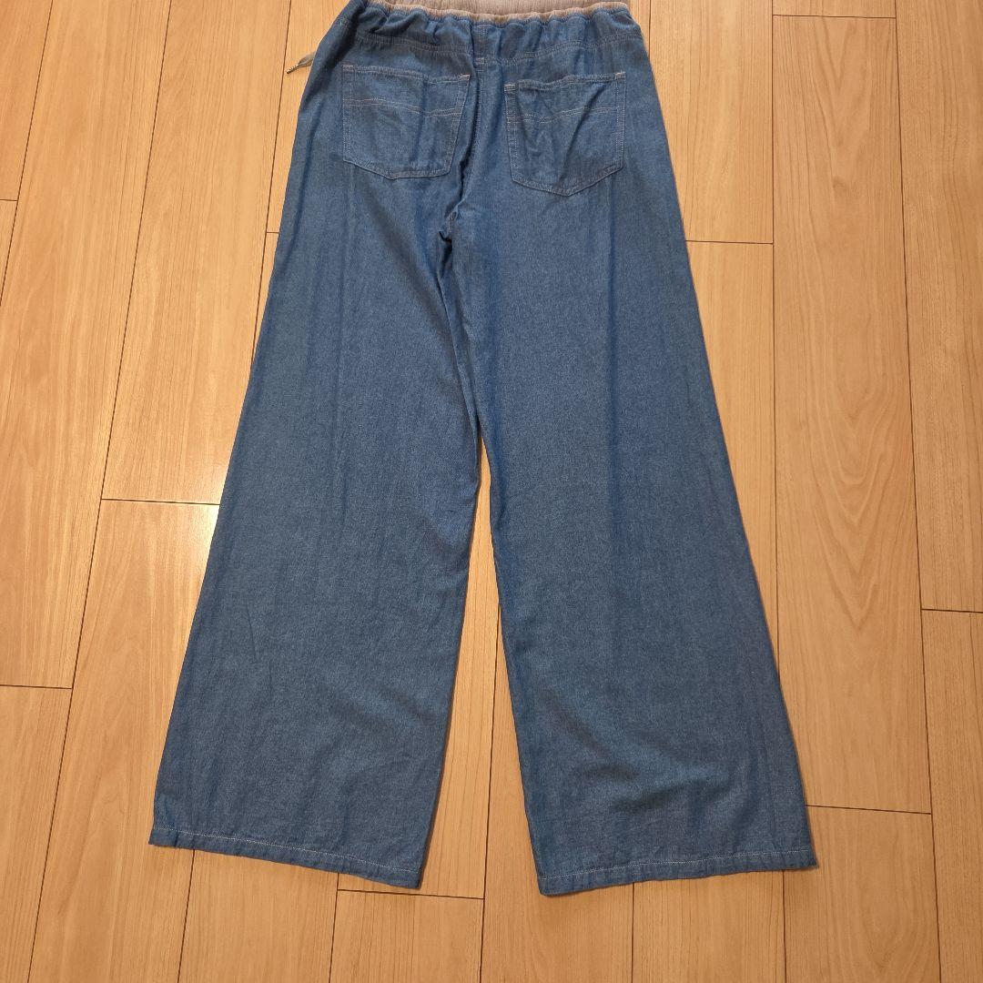 たち英 ライトブルー ワイドパンツ サイドストライプ — image 3