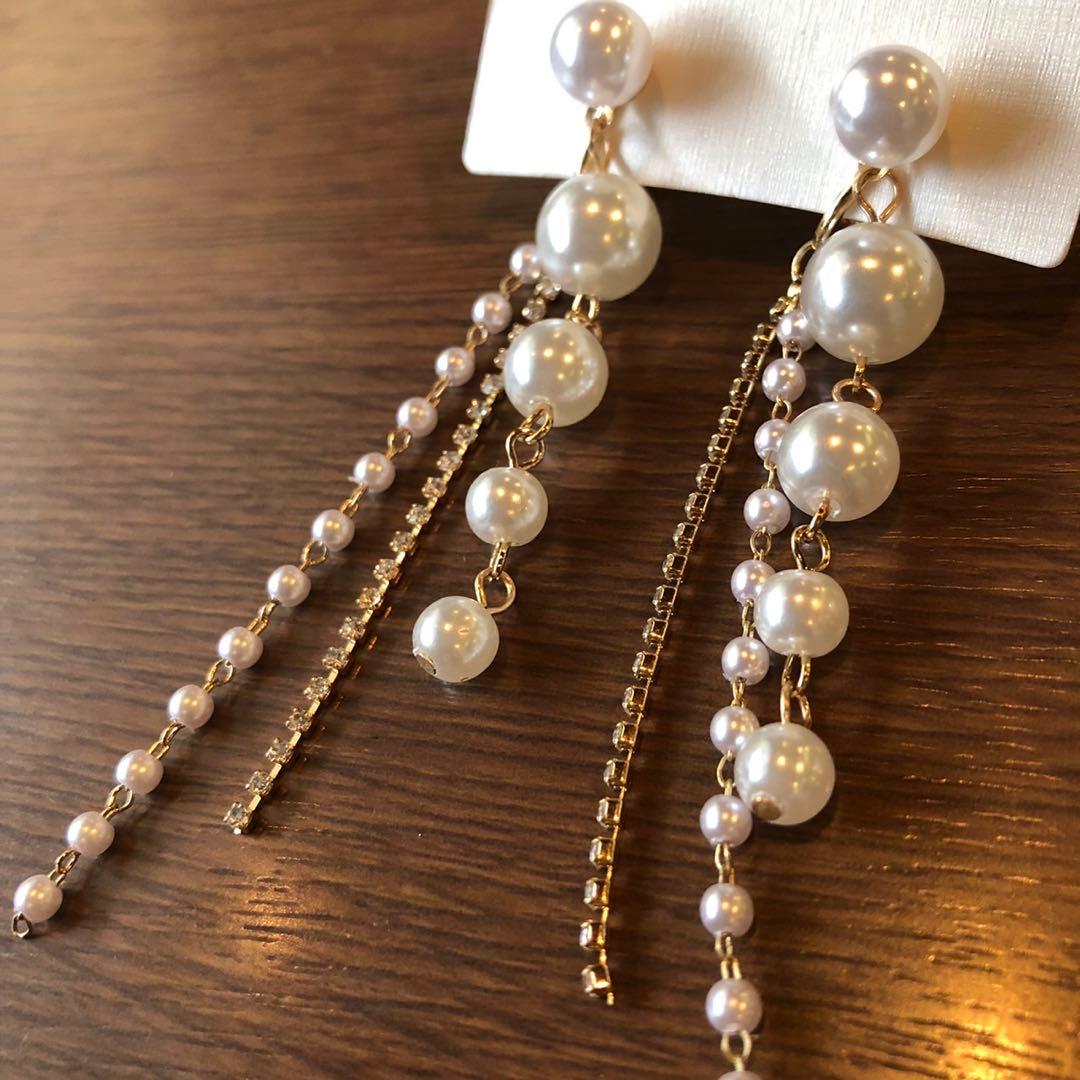【No.600】可愛いクラシカルパールラインロングイヤリング新品華やか上品清楚♡ — image 2