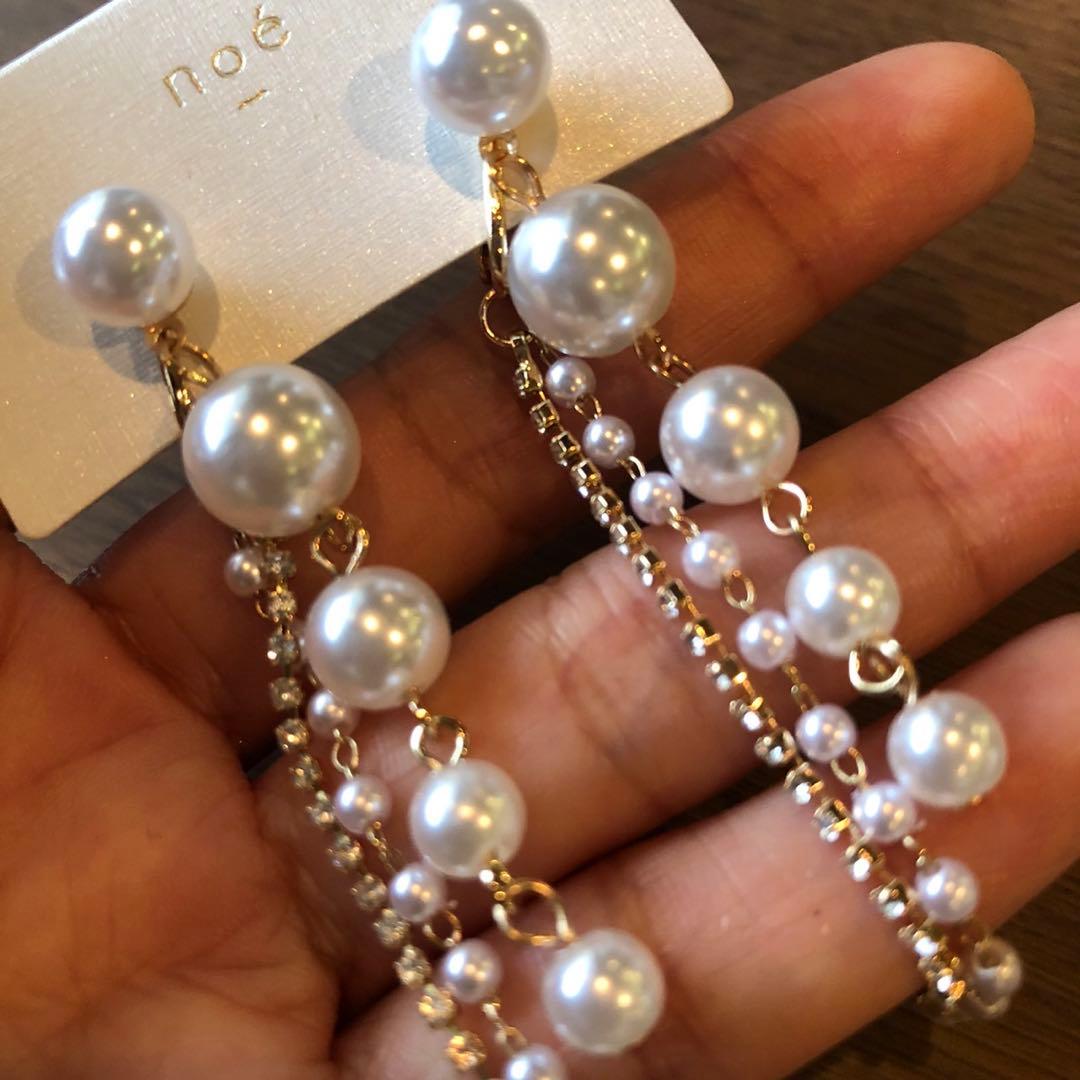 【No.600】可愛いクラシカルパールラインロングイヤリング新品華やか上品清楚♡ — image 4