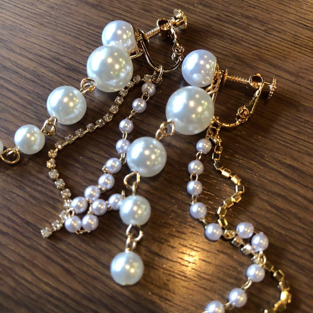【No.600】可愛いクラシカルパールラインロングイヤリング新品華やか上品清楚♡ — image 5