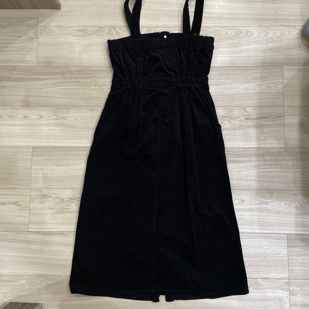 コーデュロイ　黒いキャミワンピース ボタン付き　Lサイズ — image 3