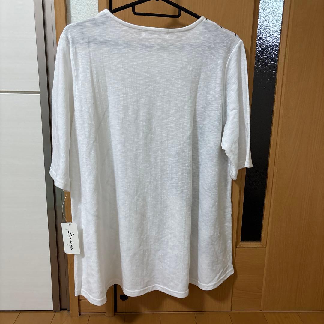 Sanaya Tシャツ チェック柄切替 ホワイト — image 2