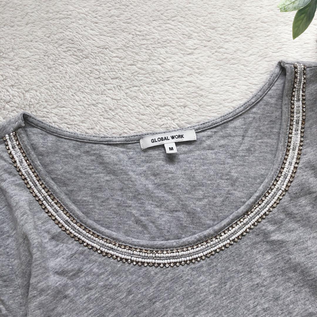 グローバルワーク 長袖カットソー 定番 Tシャツ ロンT シンプル 無地 グレー — image 2