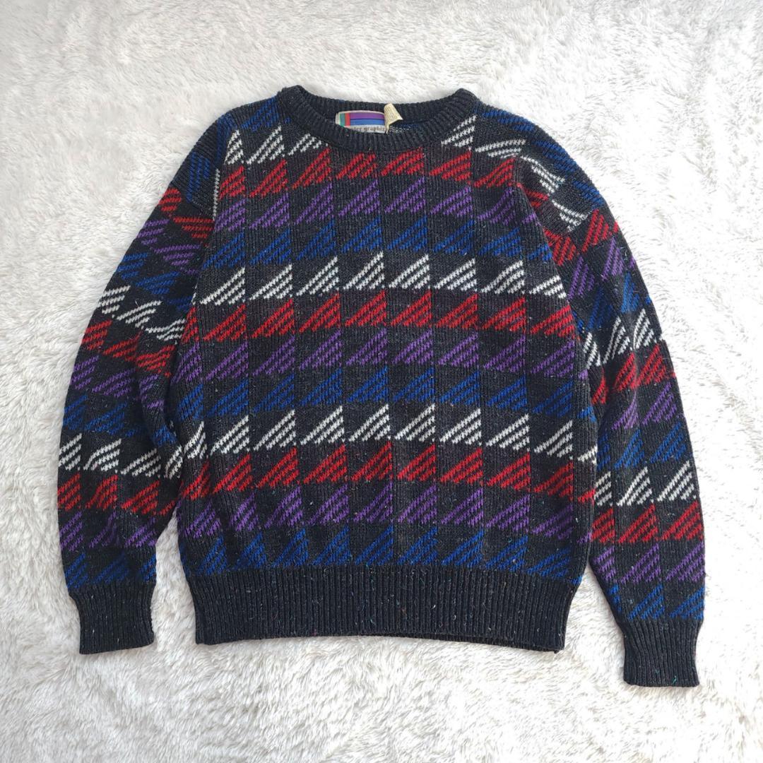 ネップニット USA製 80~90s Sweater Graphix XL 古着 — image 2