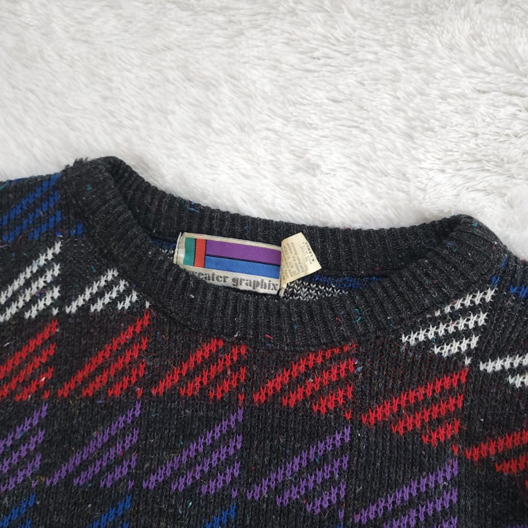 ネップニット USA製 80~90s Sweater Graphix XL 古着 — image 4