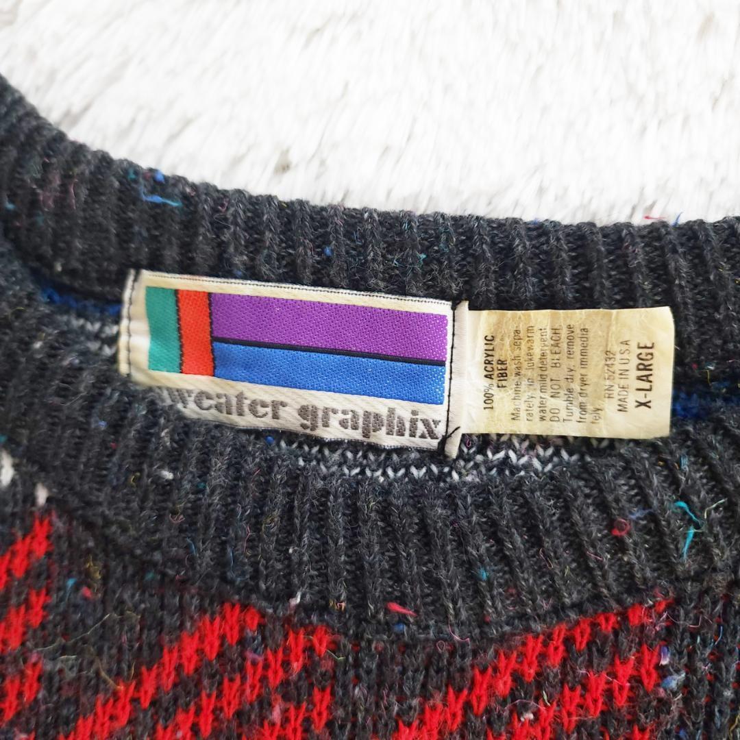 ネップニット USA製 80~90s Sweater Graphix XL 古着 — image 5