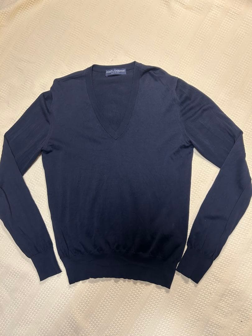 Dolce & Gabbanaメンズ Vネックハイゲージ セーター薄着 黒系46 — image 2