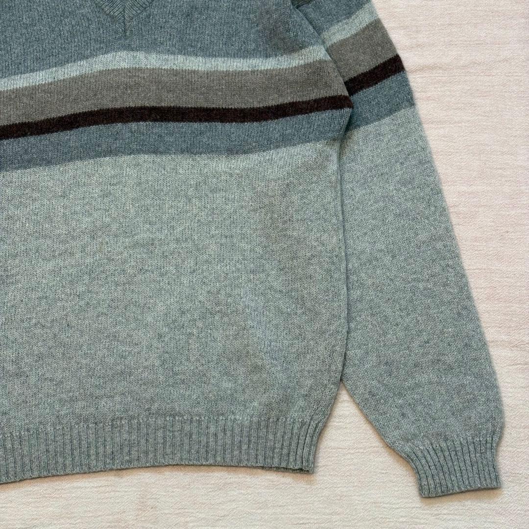 【極美品】SHROPSHIRE 英国羊毛 Vネック ニットセーター L グレー — image 4