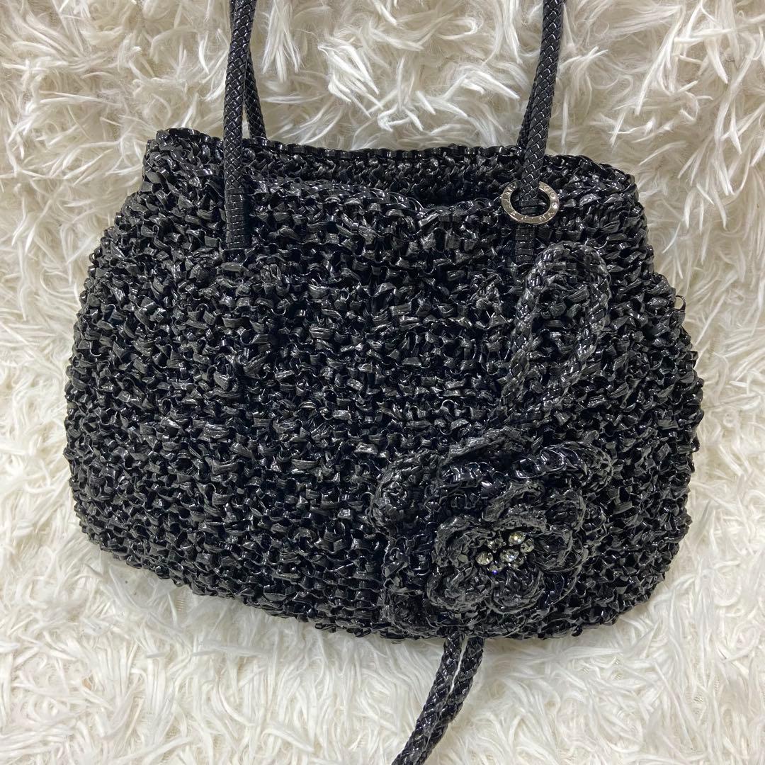 ANTEPRIMA ワイヤーバッグ　コサージュ付き　ブラック — image 3