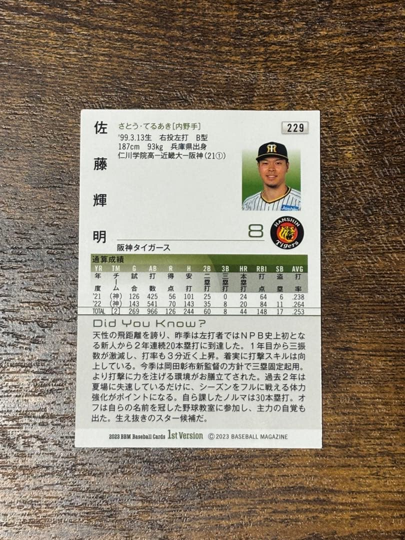 BBM 阪神タイガース 2024森下翔太 2023佐藤輝明 — image 5