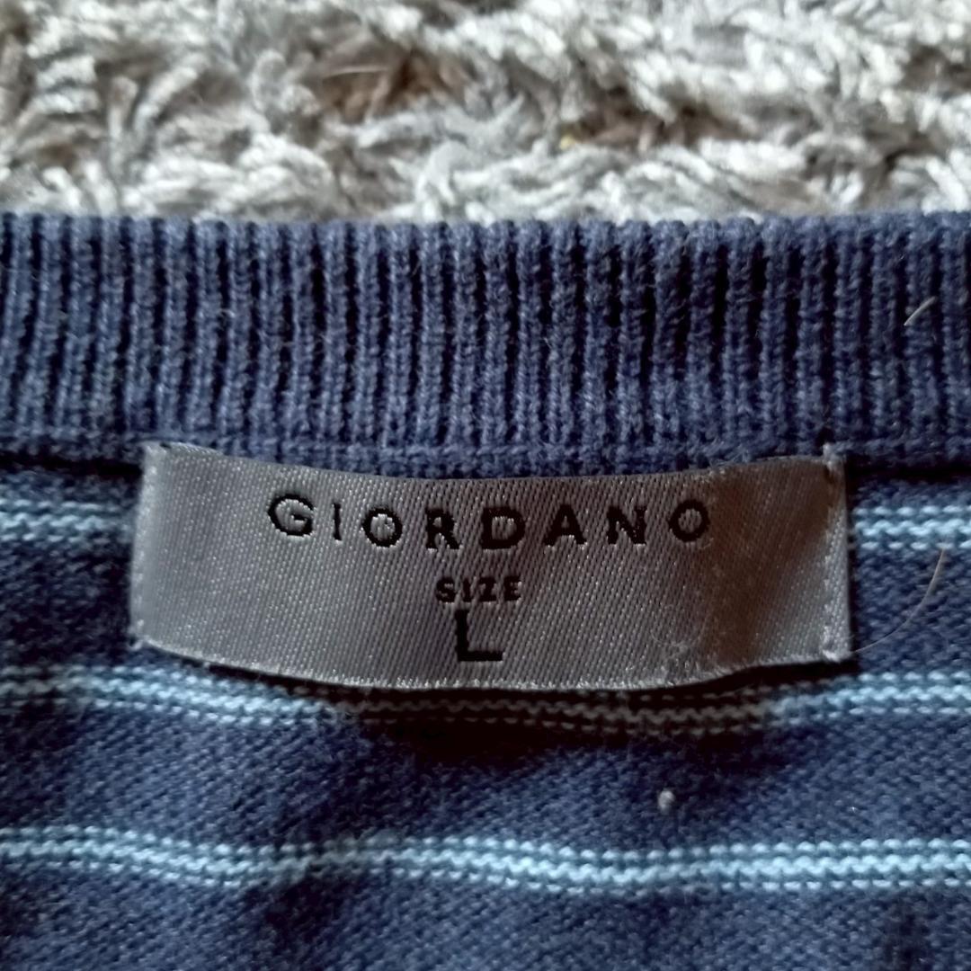 ✨GJORDANDO✨ジョルダーノ♡長袖Vネックニット♡ボーダー♡紺♡メンズ(L — image 5