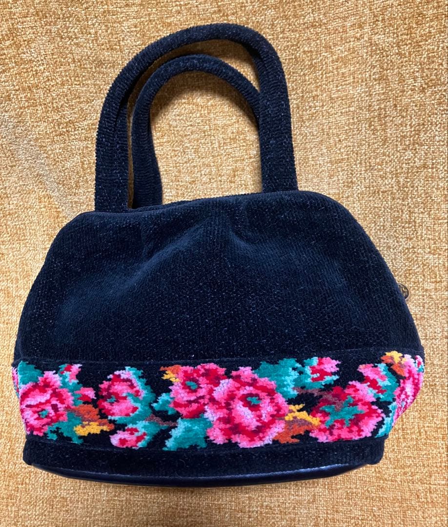FEILER 花柄刺繍 ハンドバッグ 黒 — image 2