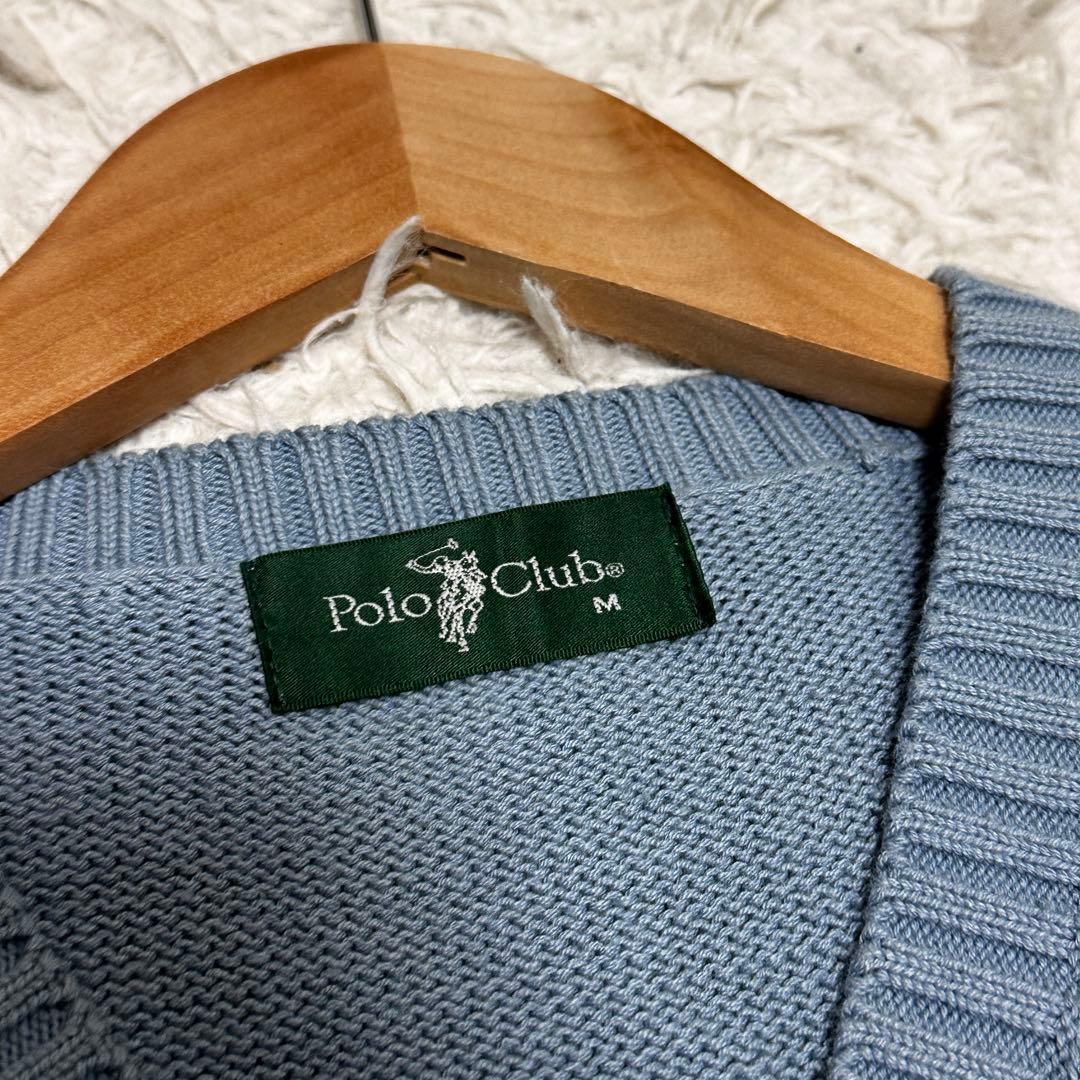 Polo Club Vネック ニットベスト ロゴ刺繍 水色 Mサイズ — image 5