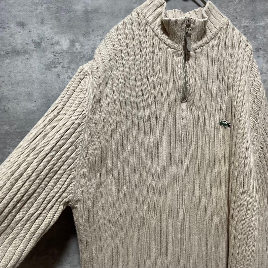 【サイズ6】LACOSTE リブ編み ハーフジップ ニット セーター 古着 — image 2