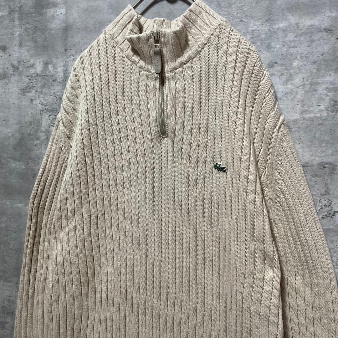 【サイズ6】LACOSTE リブ編み ハーフジップ ニット セーター 古着 — image 3