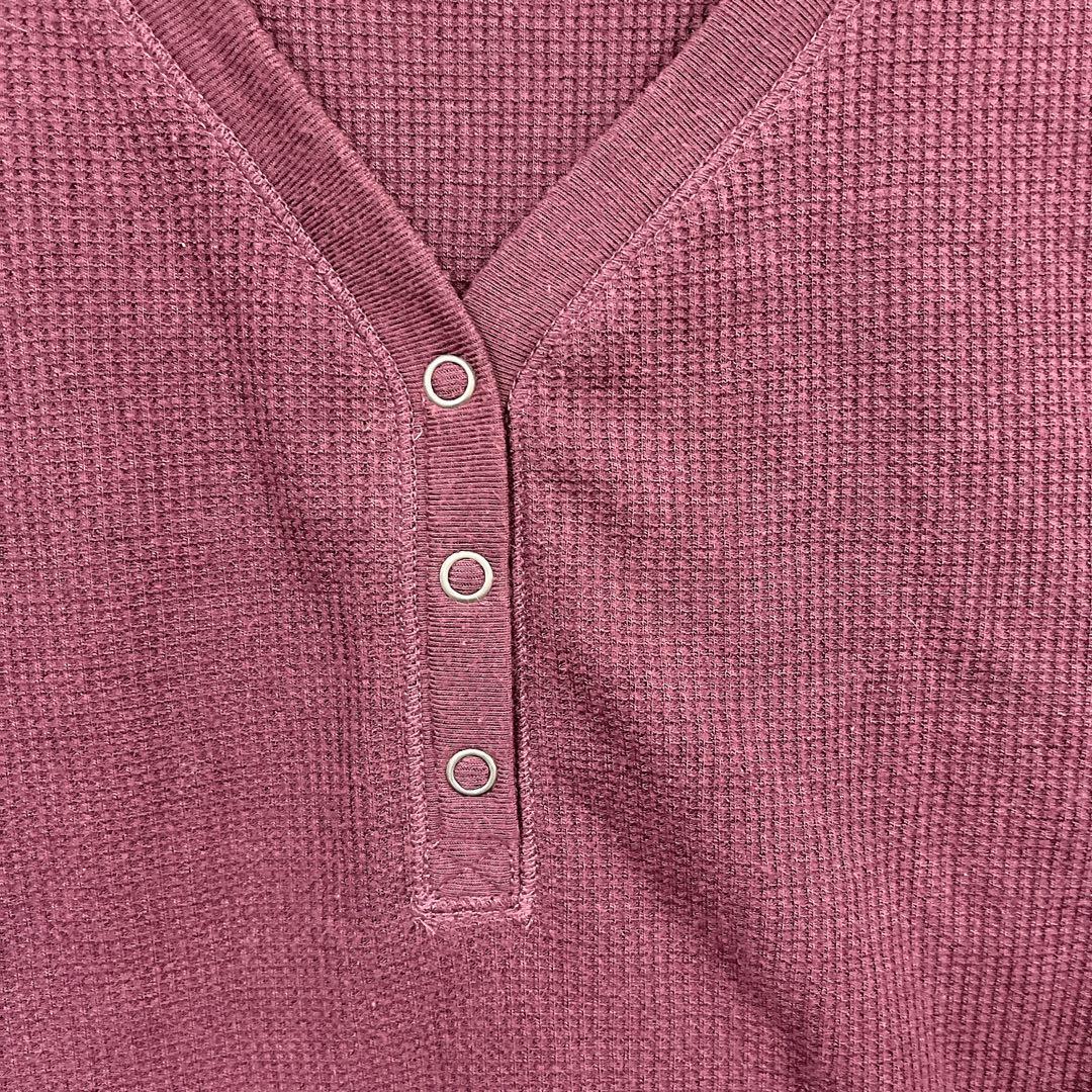 タイムアンドトゥルー ヘンリーネック 長袖 Tシャツ L 紫 ワッフル 普段着 — image 3