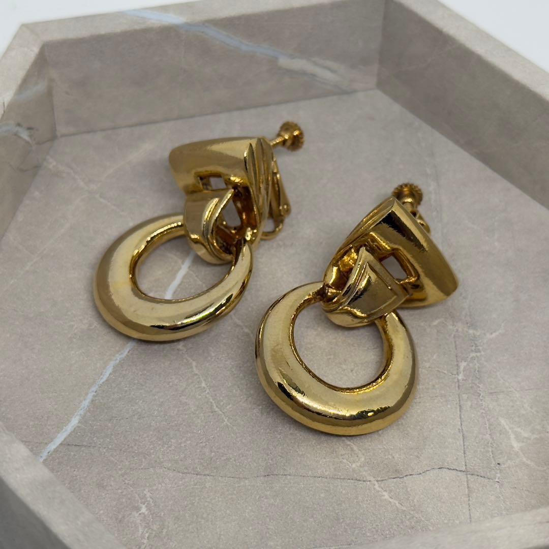 美品 ALAPARURE イヤリング ヴィンテージ ゴールド サークル バネ式 — image 2
