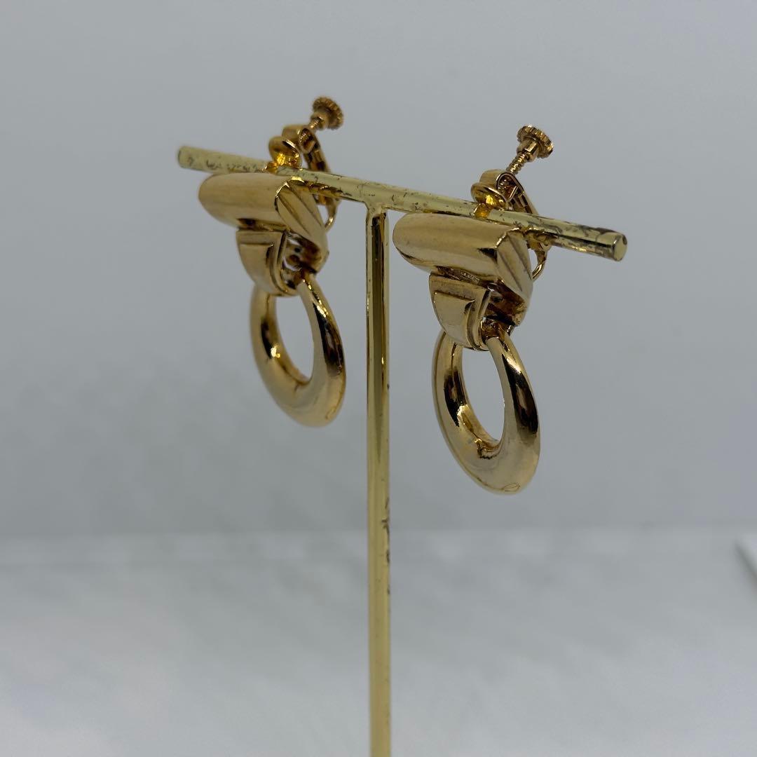 美品 ALAPARURE イヤリング ヴィンテージ ゴールド サークル バネ式 — image 5