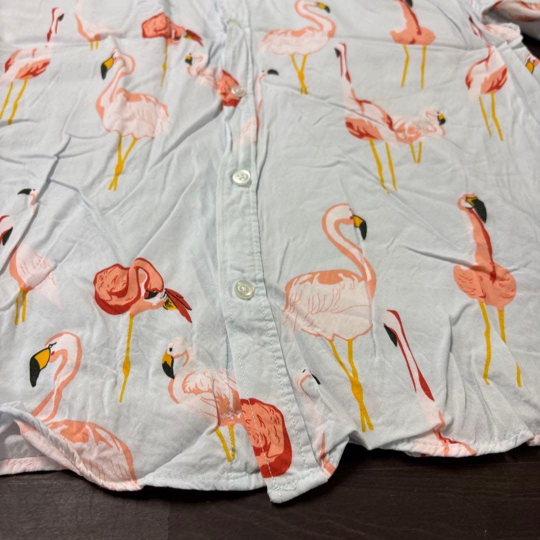 柄シャツ　フラミンゴ　レーヨン100% インポート　古着　8d — image 5