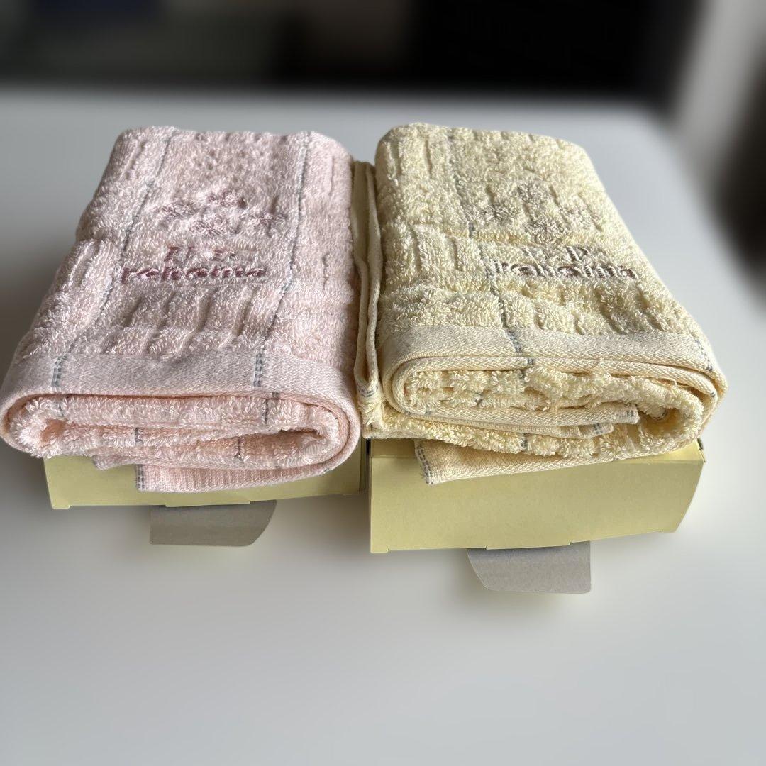 U.P renoma タオル ピンク＆黄色２枚セット箱付き — image 2