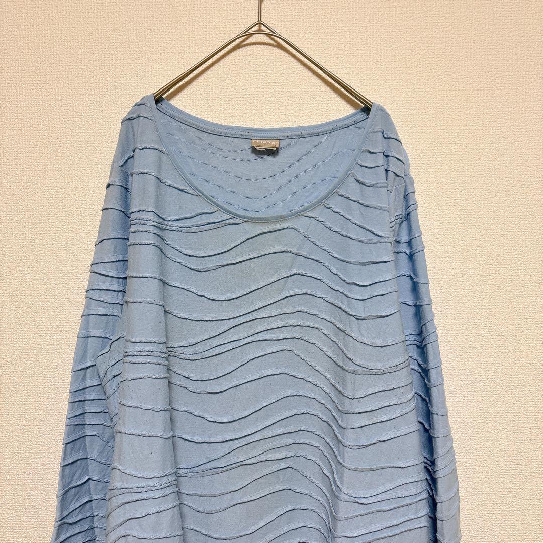 チコズ ウェーブ柄 チュニック Uネック 七分袖 ゆったり 青 化繊 お出かけ — image 5