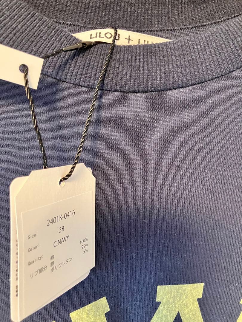 タグ付き新品日本製LILOU+LILY ロゴロングTシャツ ネイビー — image 5