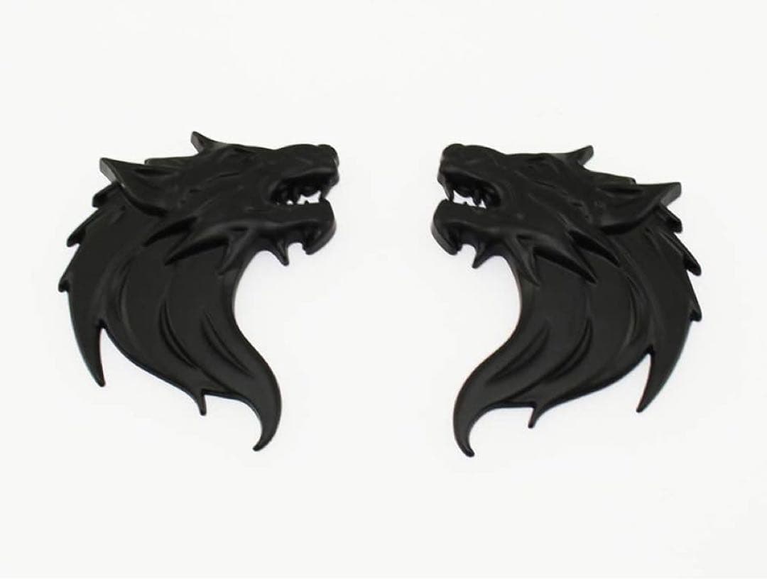 Olive-G 狼 3D エンブレム ステッカー 左右セット BLACK — image 5