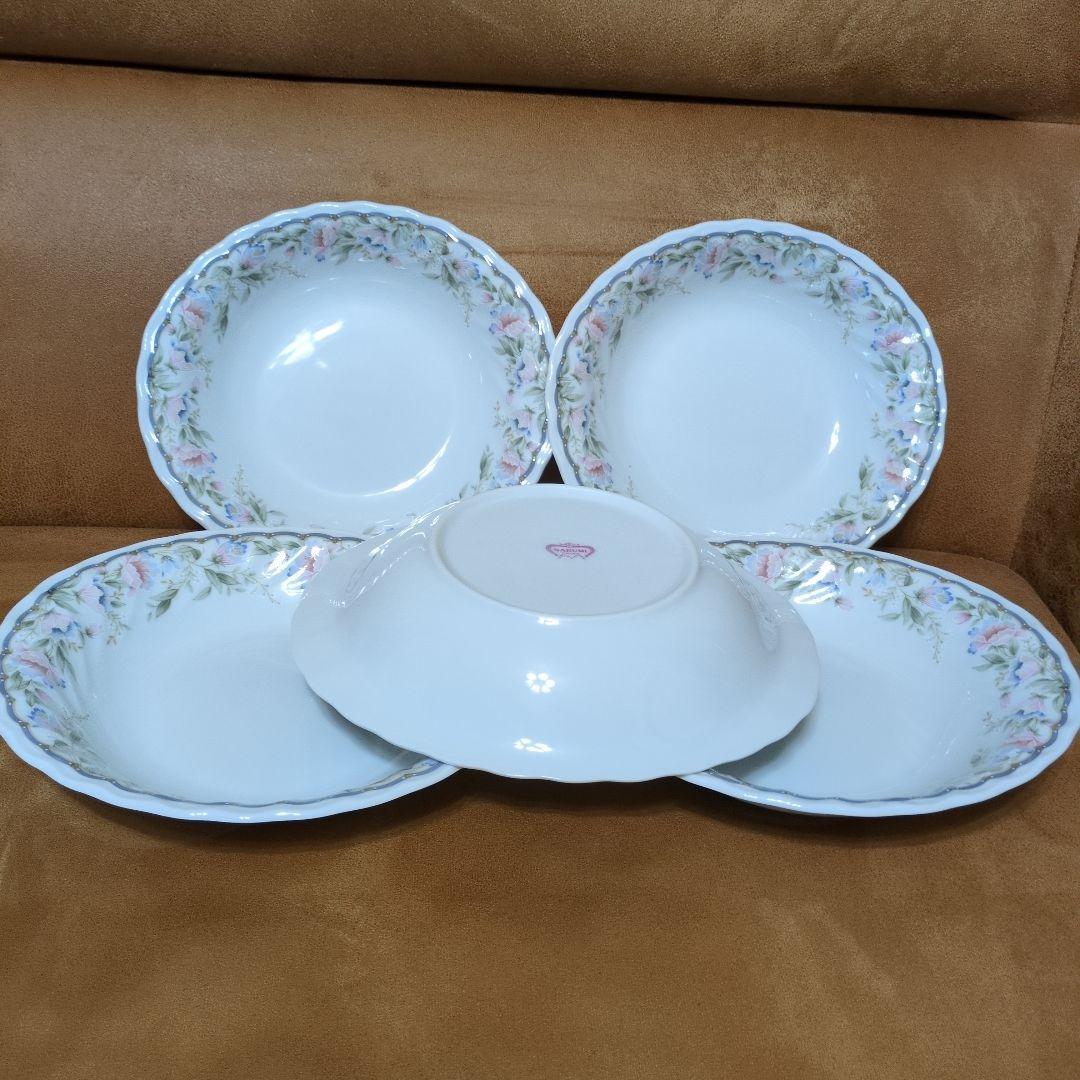 昭和レトロ　Maruni　CHINA カレーセット皿 5枚　金　花柄 — image 4