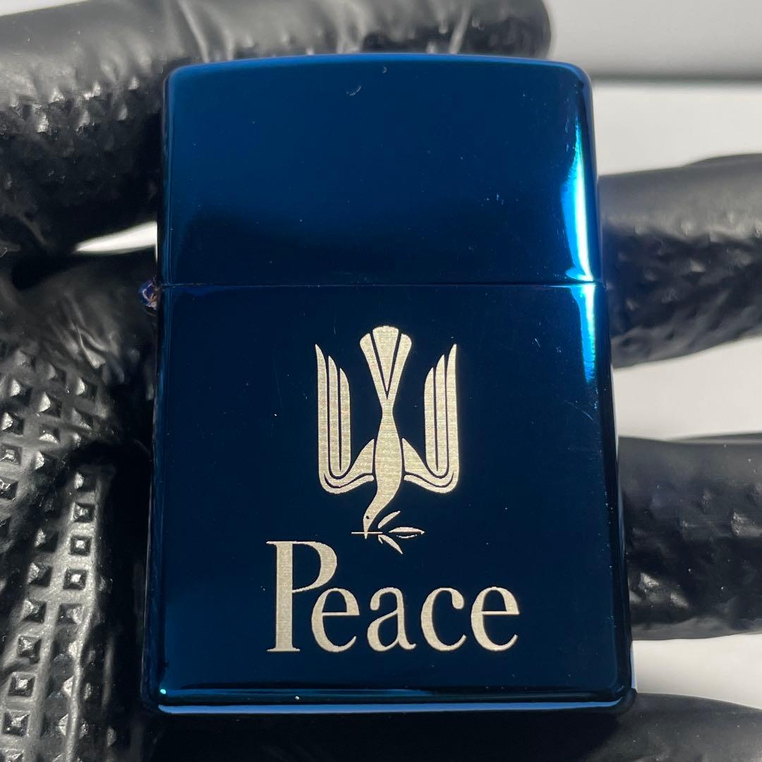 Peace ピース ブルー 青色 オイルライター — image 3