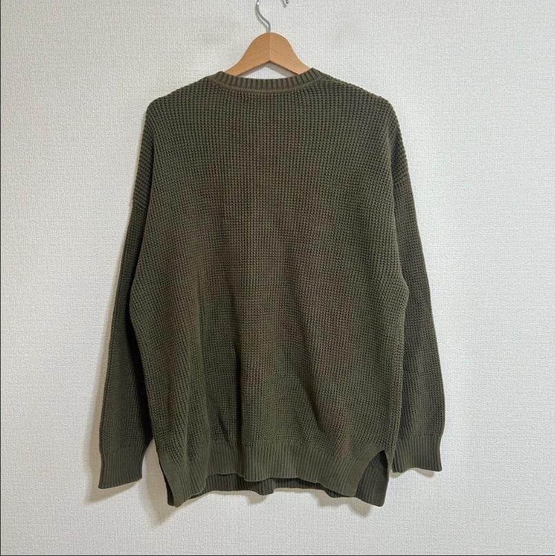 GAP ワッフルニット クルーネック セーター カーキ — image 4