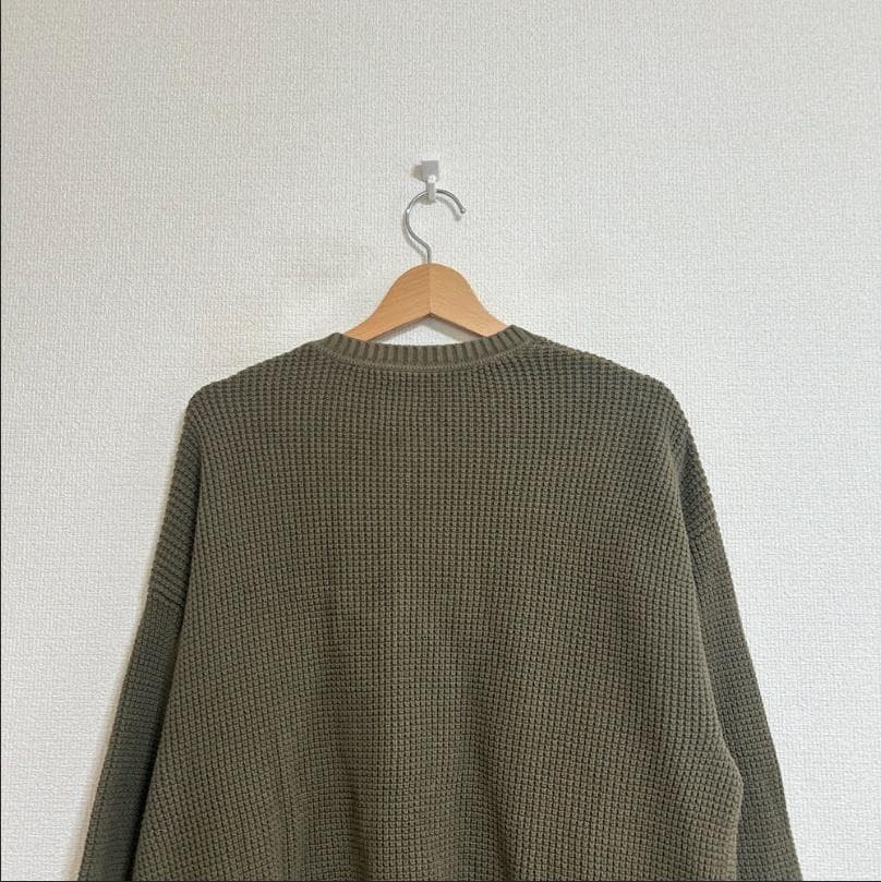 GAP ワッフルニット クルーネック セーター カーキ — image 5