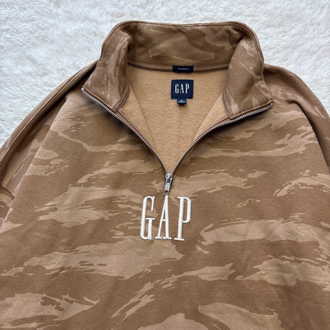 美品　GAP ロゴ刺繍ハーフジッププルオーバー　カモフラ柄　ヴィンテージソフト — image 3