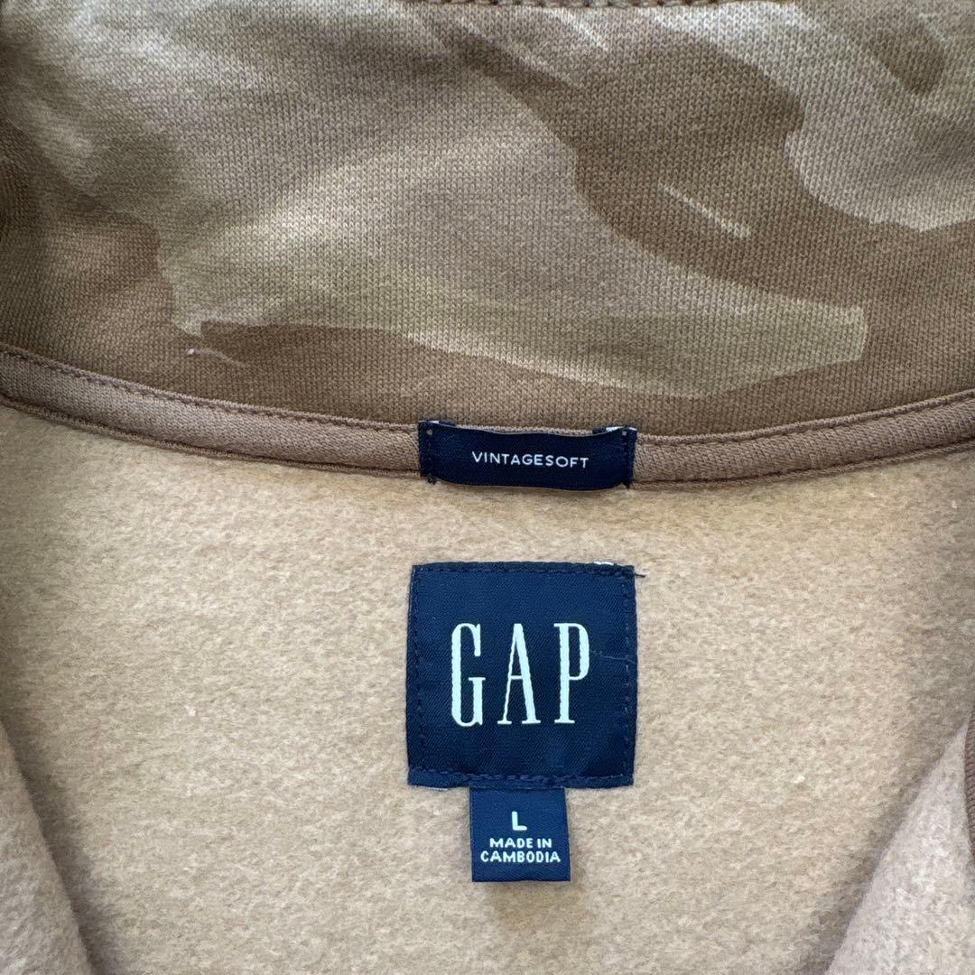 美品　GAP ロゴ刺繍ハーフジッププルオーバー　カモフラ柄　ヴィンテージソフト — image 4