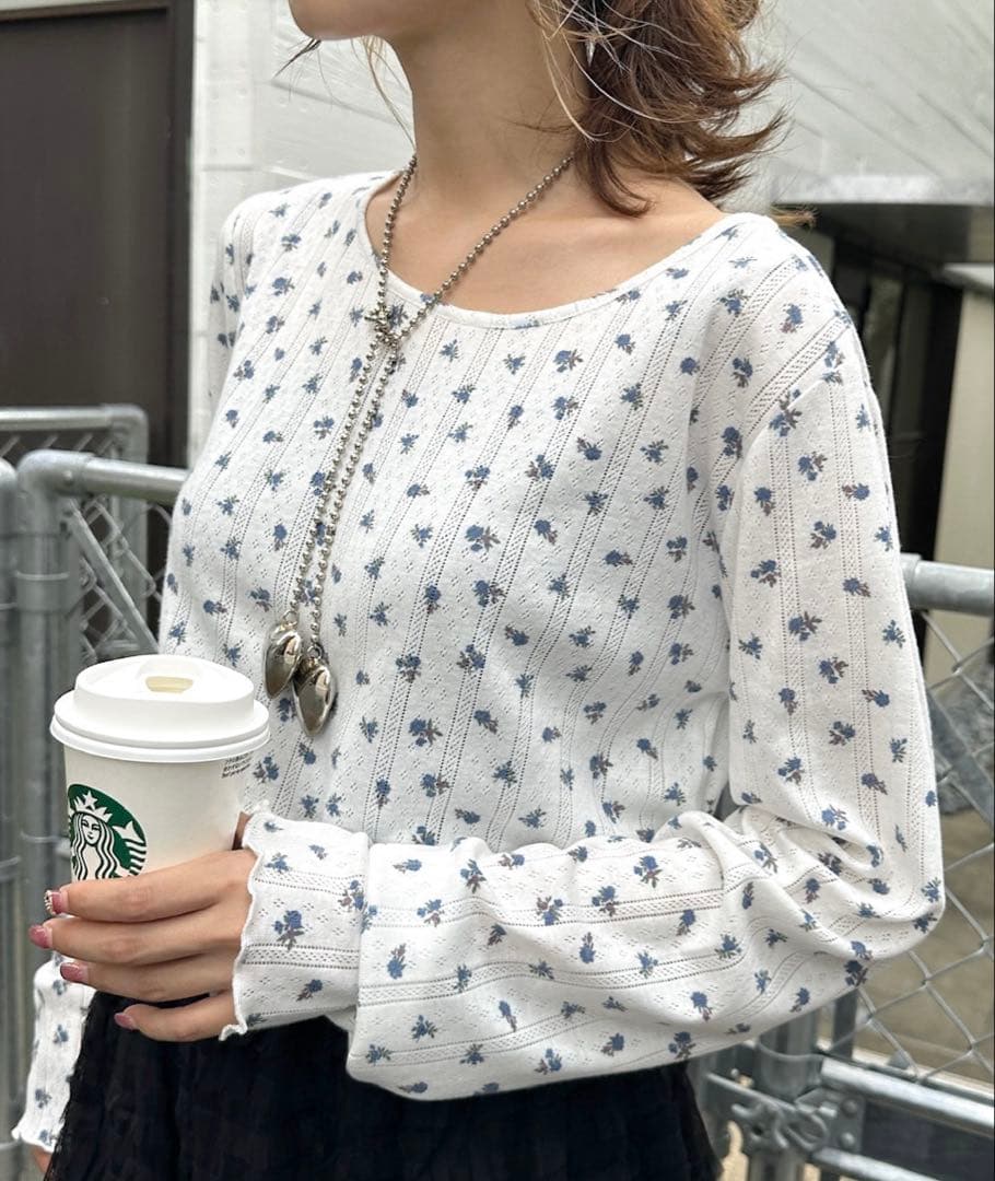 w closet フラワーロングTシャツ — image 2