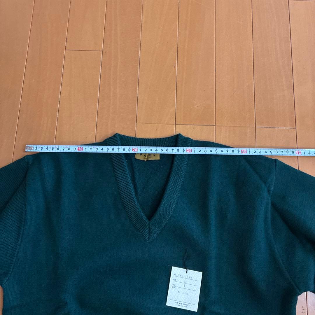 PAOS Vネック ウールニット セーター グリーン Mサイズ — image 4