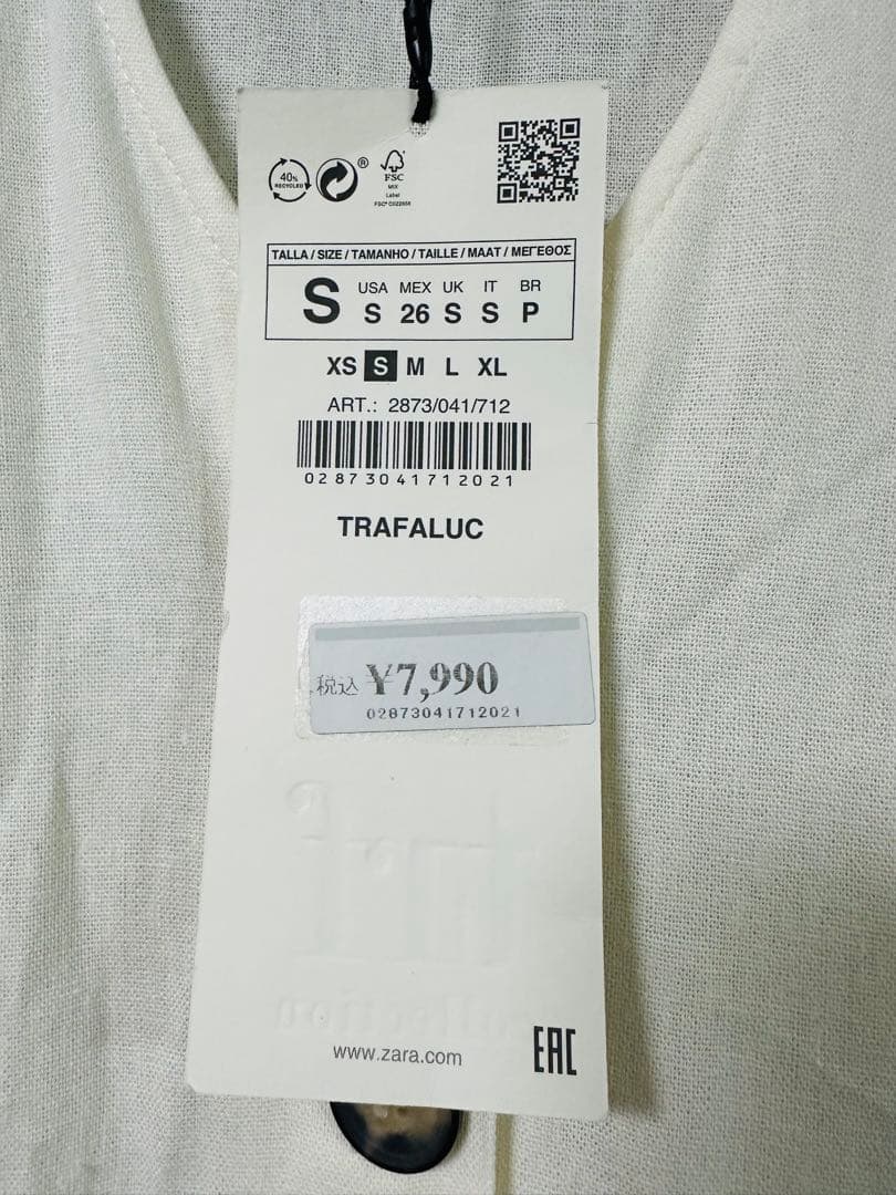 新品未使用ZARA trf collection 半袖ワンピース ホワイト S — image 4
