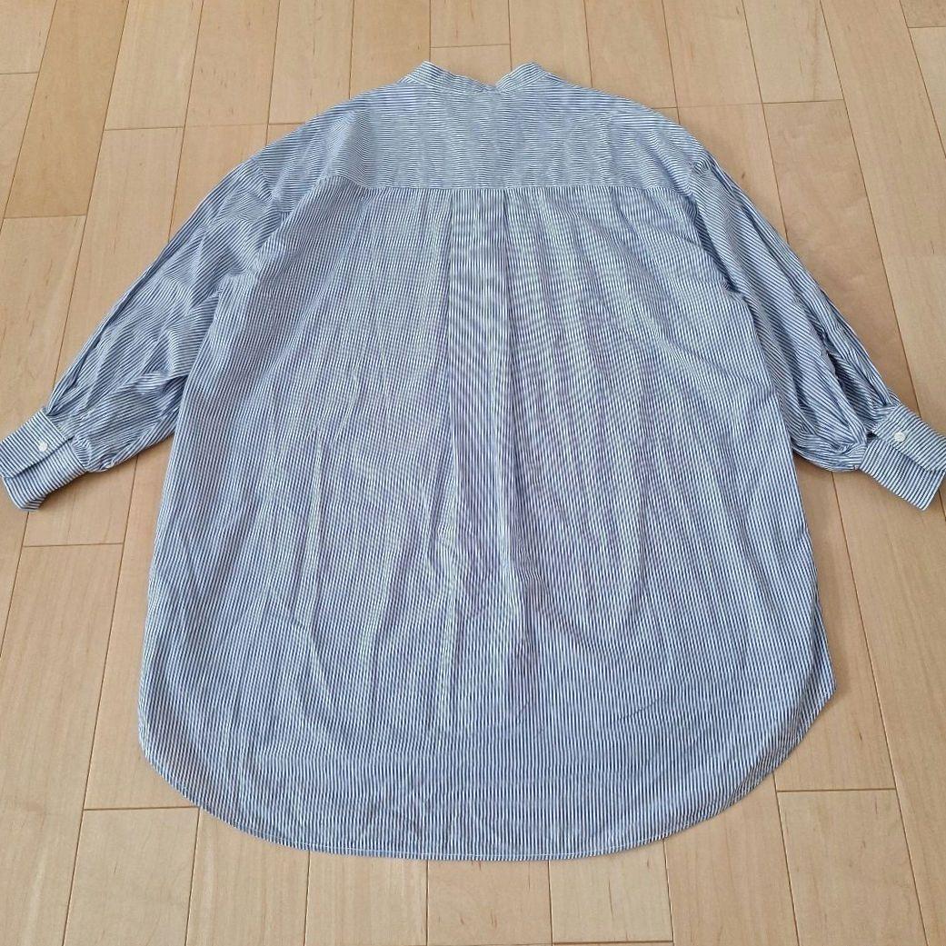 SHENERY/シーナリー　バンドカラーストライプチュニックシャツ ブルー 38 — image 2