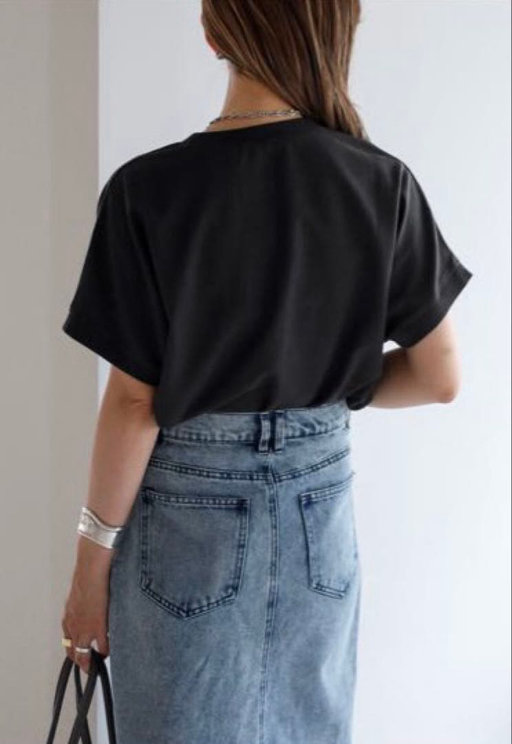 bonjour sagan カレッジ刺繍ピグメントスウェットTシャツ　黒　新品 — image 4