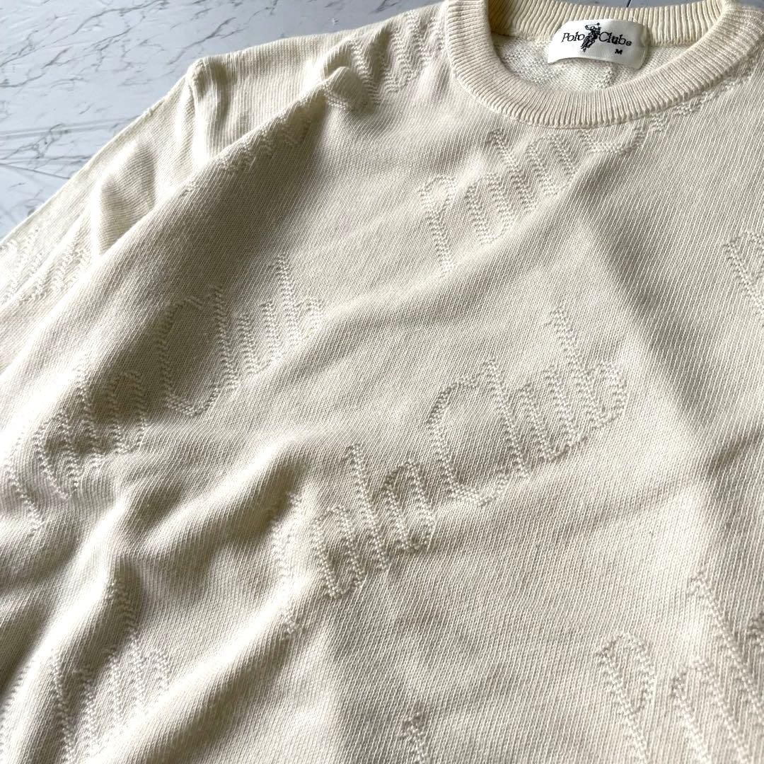 Polo 総柄ロゴ　ニット セーター アイボリー レトロ カジュアル モード　M — image 4