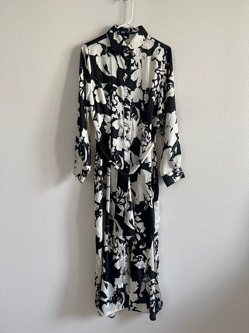 ZARA 花柄　ワンピース　シャツワンピース　長袖　xs — image 2