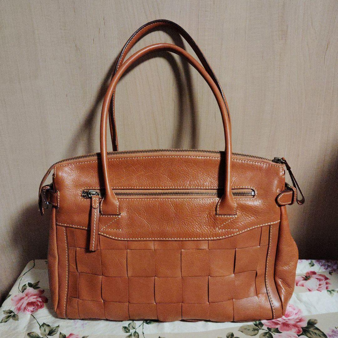 お値下げ・超美品・Dakota ダコタレザー ハンドバッグ 編み込み ブラウン — image 2