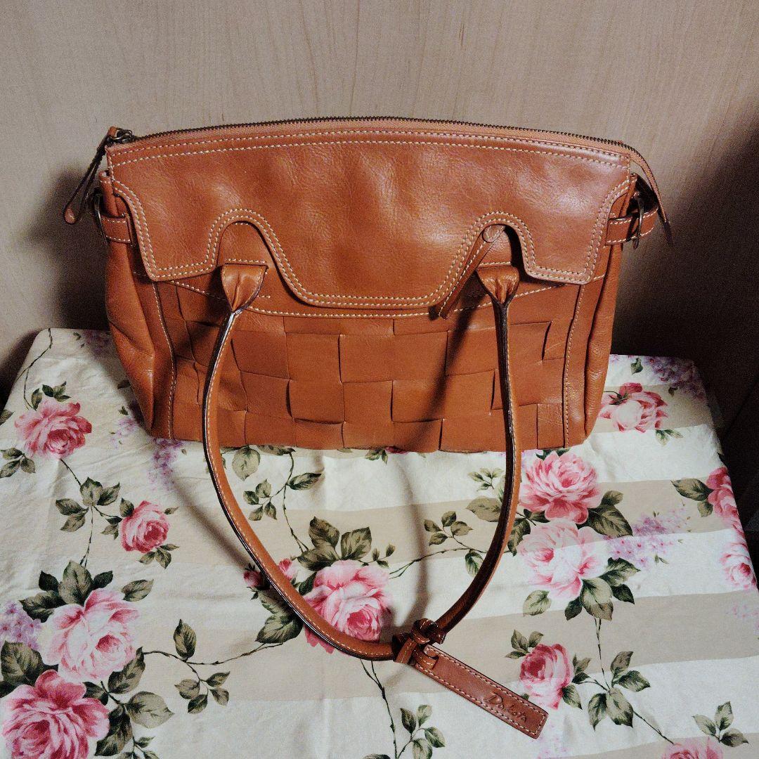 お値下げ・超美品・Dakota ダコタレザー ハンドバッグ 編み込み ブラウン — image 3
