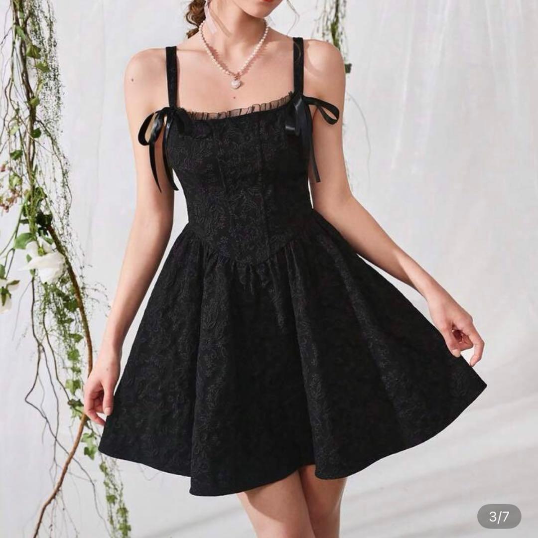 SHEIN MOD 無地柄 ノット詳細ジャガード キャミドレス — image 2