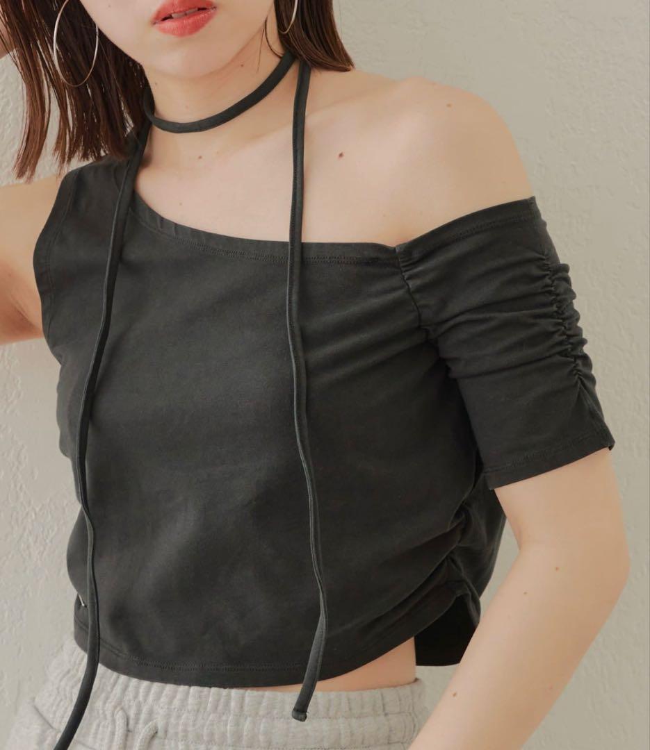 Chico チョーカー付ワンショルピグメントT セール　新品　Tシャツ　ブラック — image 2