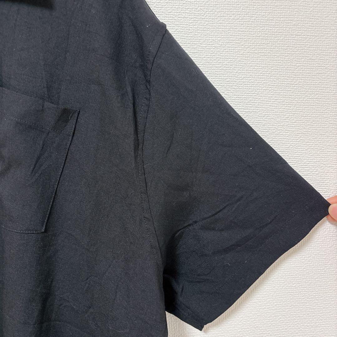 3XL ゆるだぼ リネン混 半袖シャツ 黒 COOFANDY 大きいサイズ — image 5