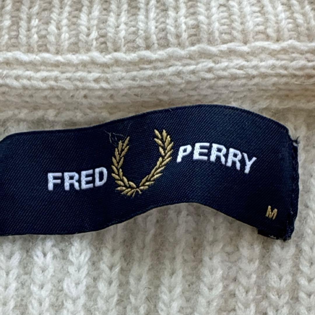 新品級✨FRED PERRY フレッドペリー サイド切替 ウール混ニット 白 M — image 4